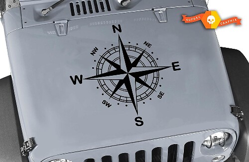 Kompasroos Motorkap Vinyl Sticker voor Jeep Wrangler
