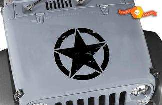 Verontruste Oscar Mike militaire ster Jeep Hood vinyl sticker
