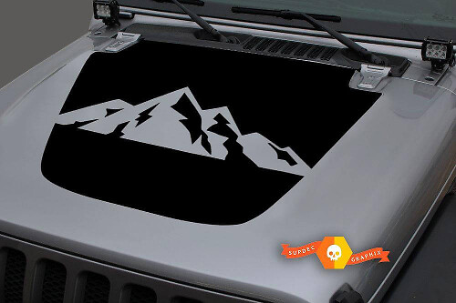 Mountains Blackout Motorkap Vinyl Sticker voor Jeep Gladiator en Wrangler
