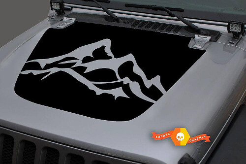 Mountains Motorkap Vinyl Decal Sticker Graphics 2 voor Jeep Gladiator JT Wrangler JL JLU