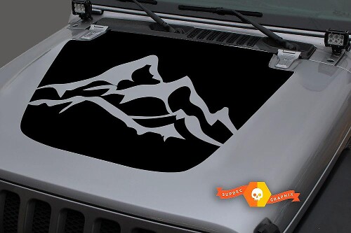 2018-2021 Jeep Gladiator JT Wrangler JL JLU Unieke Hood Mountains Vinyl sticker sticker Graphics

