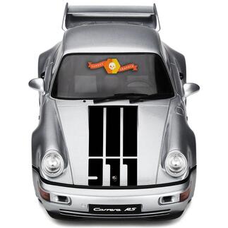 Porsche 911 Hood Central 3 strepen en 911 logo sticker sticker
