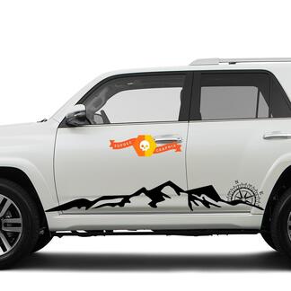 Side Mountains en Compass Rocker side travel Vinyl Sticker Sticker geschikt voor Toyota 4Runner 16-20 TRD
