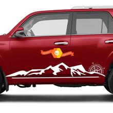 Side Mountains en Compass Rocker side travel Vinyl Sticker Sticker geschikt voor Toyota 4Runner 16-20 TRD
 2