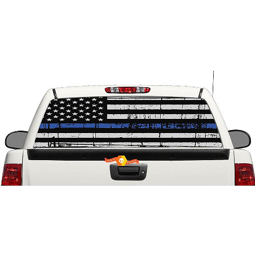 USA-vlag Blauwe Lijn Achterruit- of Achterklep Vinylsticker voor Pick-up Trucks SUV's