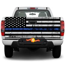 Dunne blauwe lijn vlag grafische achterruit of achterklep sticker sticker pick-up truck SUV auto
 2
