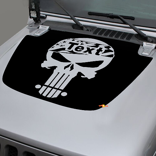 Jeep 2018-2021 Gladiator JT Wrangler JL JLU Hood schedel Punisher USA vlag Vinyl sticker Sticker Graphics
