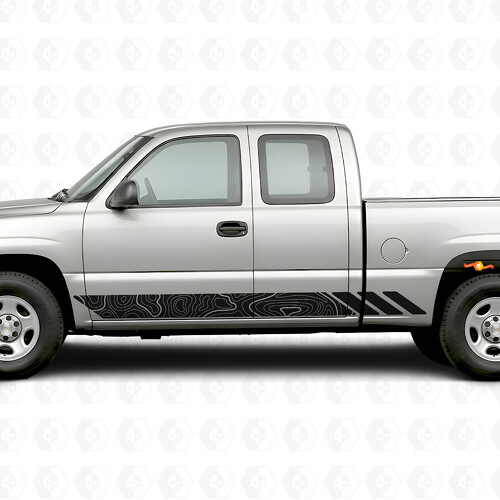 Topografische contour deur- en drempelpaneel vinylstrepen voor Chevrolet Silverado 1500 GMT800 1999-2007