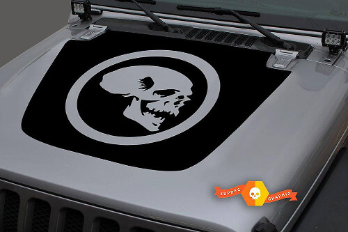 Schedel in Cirkel Motief Vinyl Sticker voor Jeep Gladiator en Wrangler