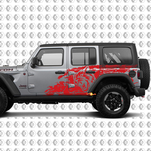 Hell Cat Wild Style Splash Grunge Zijdeur Vinyl Sticker Decal Graphic voor Jeep Wrangler Unlimited 3