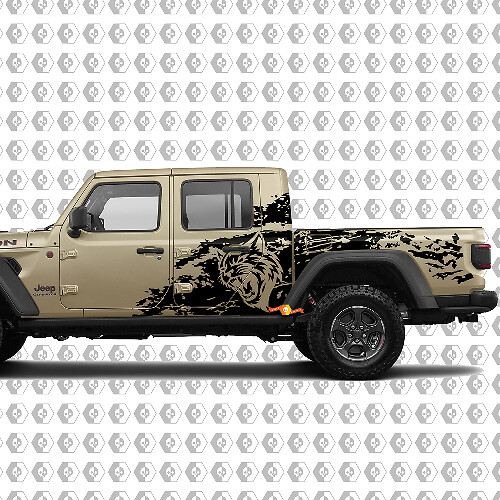 Hell Cat Wild Style Splash Grunge Bedside Vinyl Sticker Decal Graphic voor Jeep Gladiator