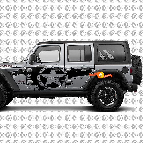 Versleten Ster Zij Vinyl Decal Kit voor Jeep Wrangler Unlimited JL