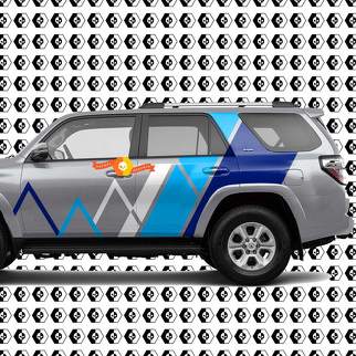 Toyota 4Runner Mountains Lijnen en Strepen Vintage Retro Sticker Blauwe Kleuren Sticker Grafische Side Bed Nachtkastje Body Kit Voor 4Runner 2013 - nu

