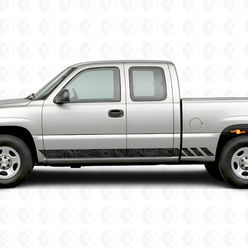 Topografische Band Deur- & Rocker Paneel Vinyl Strepen voor Chevrolet Silverado 1500 GMT800 1999-2007