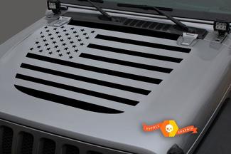 Jeep 2018 - 2021 Gladiator Wrangler JL JLU JT Hood US USA vlag vinyl sticker sticker afbeelding
