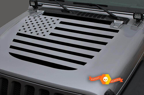 USA-vlag motordeksel vinylsticker voor Jeep Gladiator en Wrangler