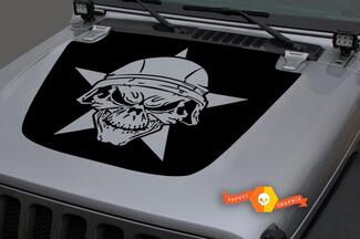 Jeep 2018-2021 Gladiator Wrangler JL JLU JT Hood oorlog Militaire Ster schedel zwarte markering Vinyl Decal Sticker Grafische
