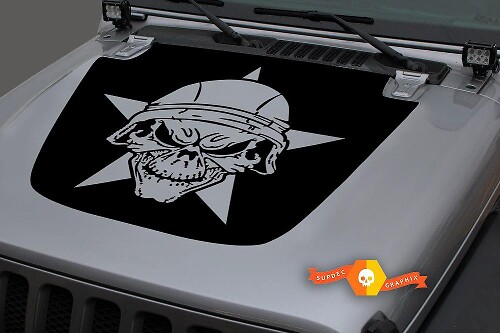 Military Star Skull Blackout Capuchon Vinyl Decal voor Jeep Wrangler & Gladiator