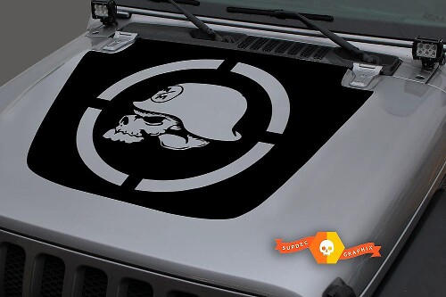 Militaire Schedel Blackout Capuchon Vinyl Sticker voor Jeep Wrangler & Gladiator