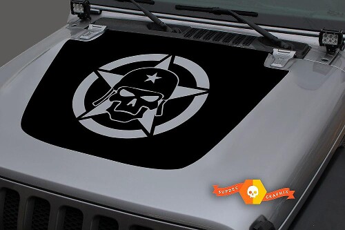 Schedel Militair Ster Kapstickervinyl voor Jeep Wrangler en Gladiator