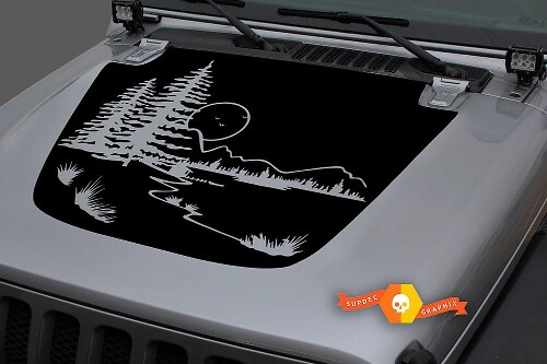 Bos Bergen Maan Motorkap Vinyl Sticker voor Jeep Wrangler en Gladiator