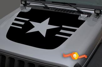 Jeep 2018-2021 Gladiator Wrangler JL JLU JT Hood Army Navy Air Force Star Militaire Vinyl Decal Sticker Graphic
