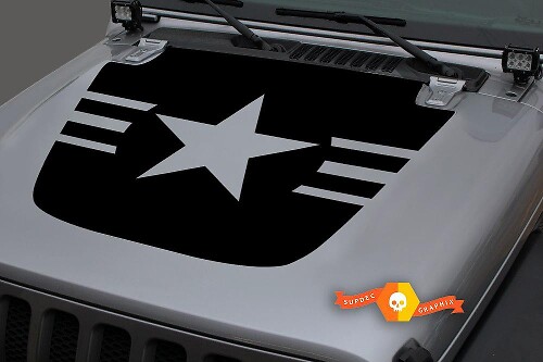 Military Star Hood Vinyl Decal voor Jeep Gladiator JT Wrangler JL JLU