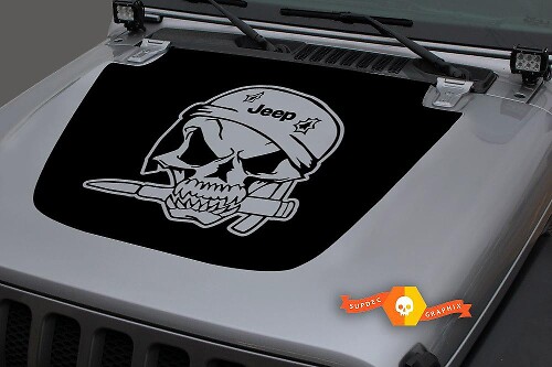 War Skull Hood Vinyl-sticker voor Jeep Wrangler JL JLU Gladiator JT