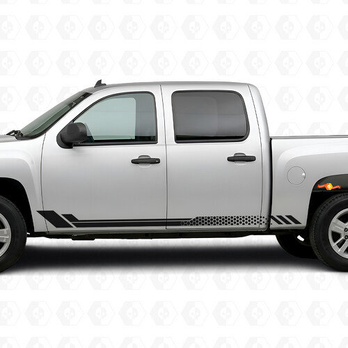 Honeycomb Deur- & Rocker Paneel Vinyl Strepen voor Chevrolet Silverado 1500 GMT900 2007-2013_1