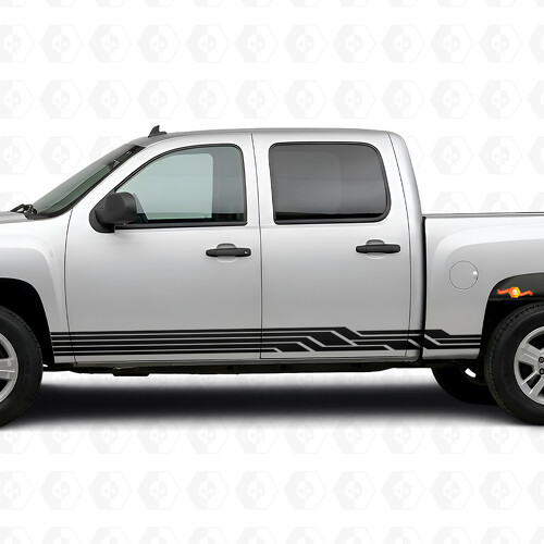 Angular Lightning Deur- & Rockerpanel Vinyl Strepen voor Chevrolet Silverado 1500 GMT900 2007-2013