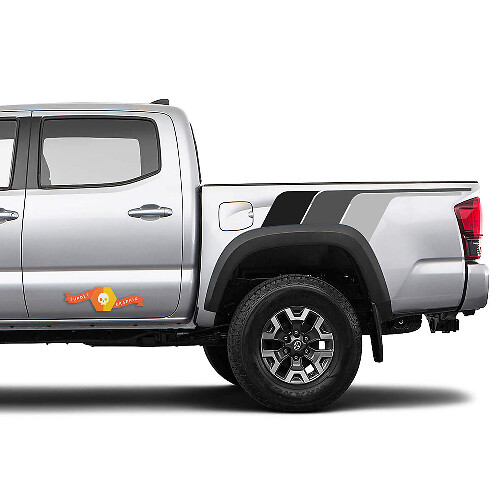 Monochrome Retro Achterzijde Strepen Vinyl Decal Kit voor Toyota Tacoma