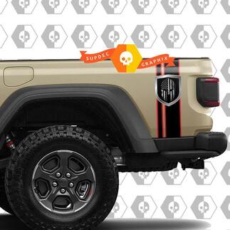 Tweekleurige strepen aan de achterkant met schild en gladiatorhelm vinyl stickerstickers voor Jeep Gladiator
