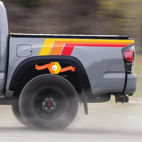 Vinyl Sticker Set met Vintage-Stijl Achterste Zijstrepen voor Toyota Tacoma