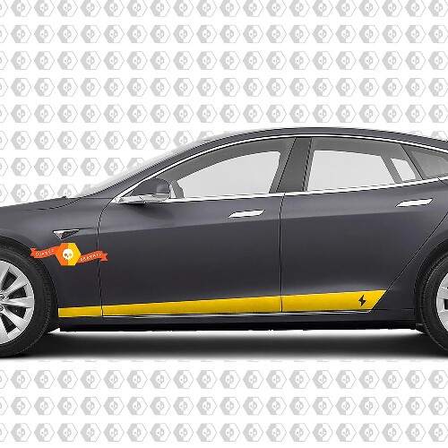 2 Custom TESLA model S side Rocker Panel Vinyl Sticker Decal Logo Graphic
