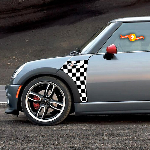 2002 2006 Mini Cooper Checkmate Een paneel geruite sticker vinyl grafische stickers
