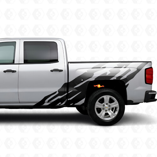 Getande Vinyl Strepen op Zijpanelen voor Chevrolet Silverado 1500 K2XX 2014-2019