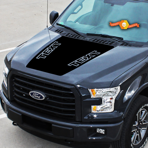 TEXT Twin Lettering Blackout Motorkap Vinyl Decal Sticker voor Ford F-150