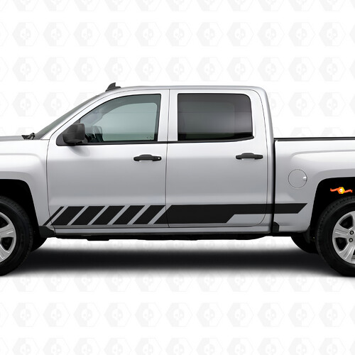 Schuin verlopende racedeur- en dorpelvinylstrepen voor Chevrolet Silverado 1500 K2XX 2014-2019_1