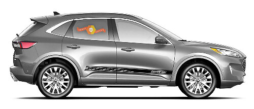 Aangepaste geperforeerde zijstrepen vinylsticker voor Musclecar Escape