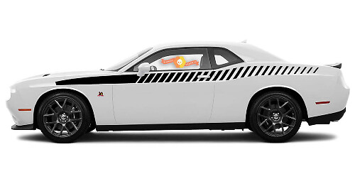 2008 en later Dodge Challenger volledige lengte stijl Bodyline Strobe Racing Stripe Kit 1
