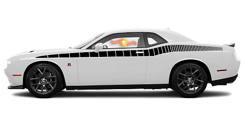 2008 en recenter Dodge Challenger volledige lengte Bodyline Strobe Racing Stripe Kit 3
