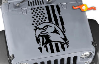 Jeep Distressed Eagle USA vlag Hood vinyl sticker sticker Past op elke hood Bird
