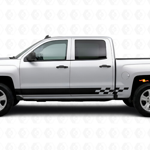 Geruite Lightning Deur- & Sierlijsten Vinyl Strepen voor Chevrolet Silverado 1500 K2XX 2014-2019