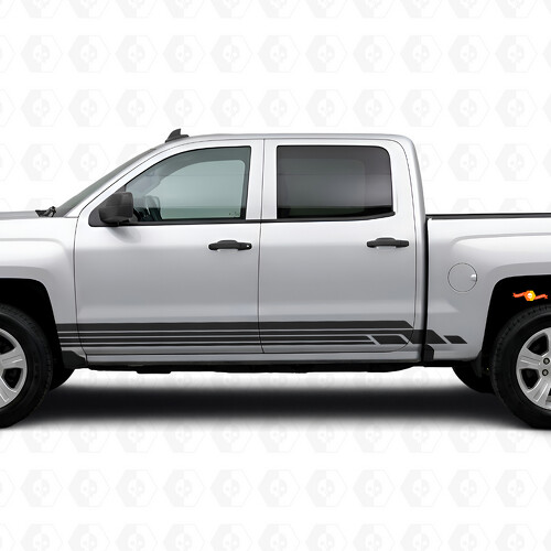 Gelaagde Lightning Deur- en Rocker Panel Vinyl Strepen voor Chevrolet Silverado 1500 K2XX 2014-2019