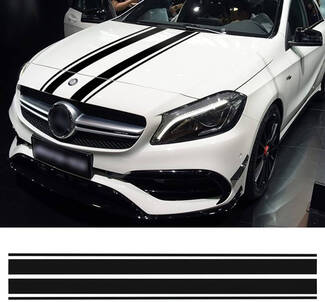 Hood Decal Zwarte Strepen Sticker voor Mercedes Benz A C GLA GLC CLA 45 AMG W176 C117 W204 W205 Stijl motorkap Streep Grafische

