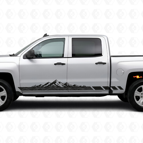 Mountain Topografische Deur- & Rocker Panel Vinylstrepen voor Chevrolet Silverado 1500 K2XX 2014-2019