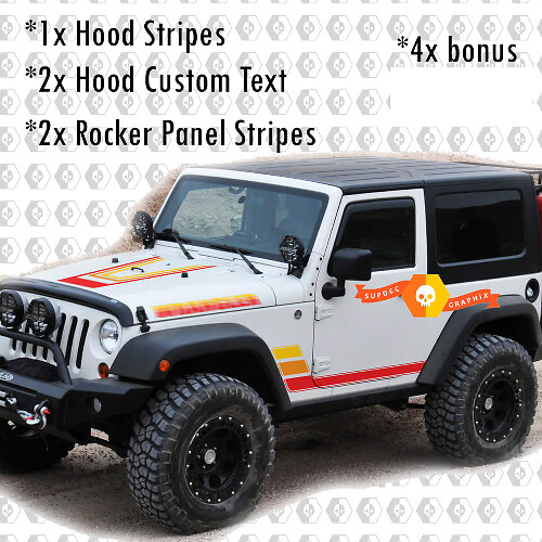 Retro Vintage Kit Hood Rocker Panel stickers Stickers voor Jeep Wrangler Rubicon Renegade JK 2 Deuren
