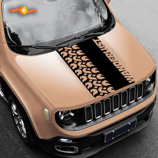 Tire Track Mud Off Road Vinyl Hood Decal Sticker Graphics voor Jeep renegade modellen 2017 2018 2019 2020
