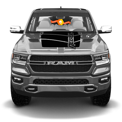 Rebel Lettering Motorkapstrepen Vinyl Sticker voor Dodge Ram Rebel