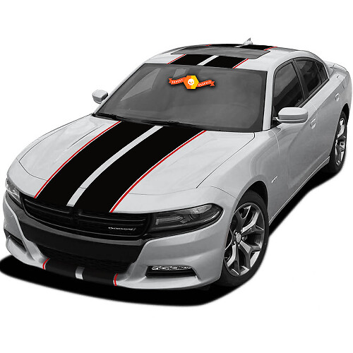 Twin Rally Over the Car Strepen Vinyl Decals Kit voor Dodge Charger
